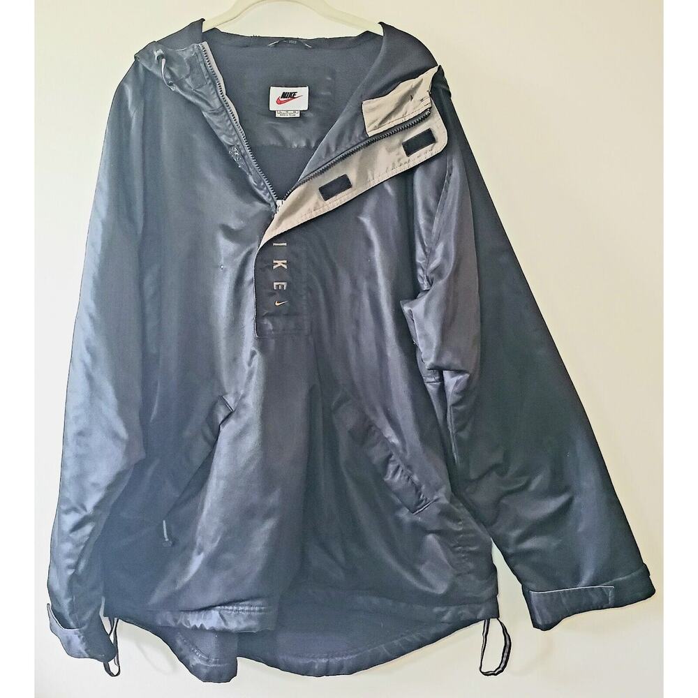 VTG NIKE Mens XL Black Half Zip Pullover Heavyweight Windbreaker Jacket Vented